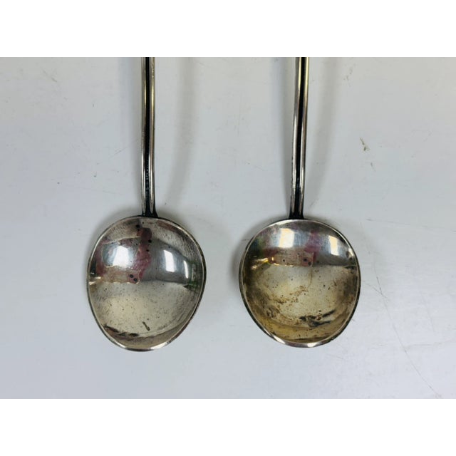 Vintage Sterling Silver and Baltic Amber Honey Spoons - A Pair For Sale - Image 9 of 10