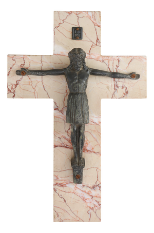 Belgian Bronze and Marble Crucifix, 1920s