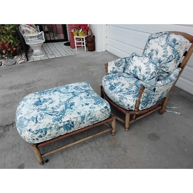 Charles Pollock 1980s Country French Chair and Ottoman For Sale - Image 4 of 14