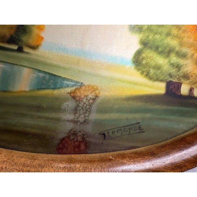 Art Nouveau 1910s Art Nouveau Oval Serving Tray Hand Painted & Signed by Germonde. Purchased at a Paris Flea Market. For Sale - Image 3 of 4
