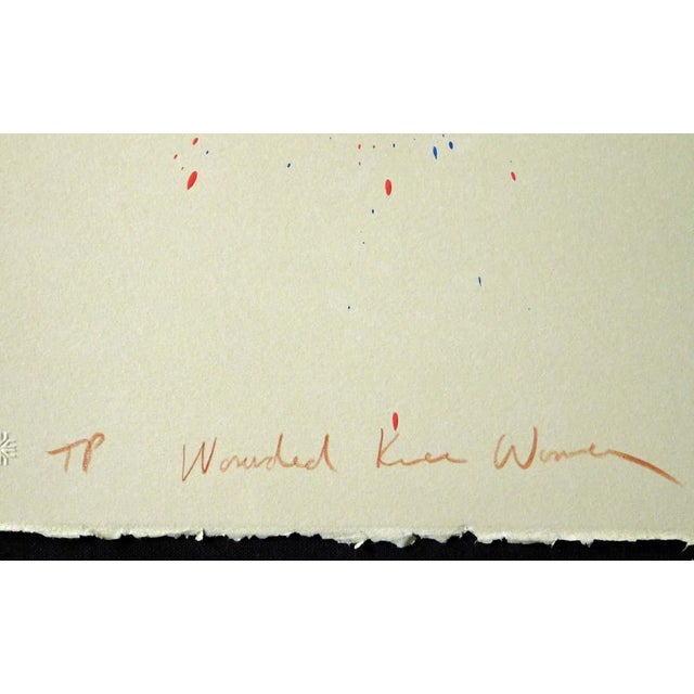 Frank Howell Wounded Knee Woman 1985 Original Lithograph Art Make Offer Red For Sale - Image 4 of 6