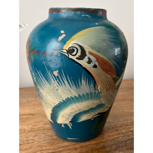 1930s Mexican Hand-Painted Tonala Vase For Sale - Image 9 of 12