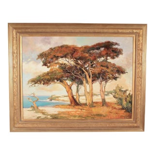 Large Impressionist Painting of the Monterey Coastline Signed Price For Sale