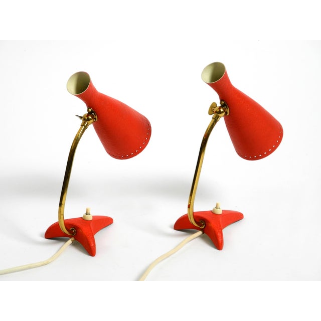 1950s Mid-Century Modern Red Diabolo Crows Foot Table Lamps from Cosack, 1950s, Set of 2 For Sale - Image 5 of 18