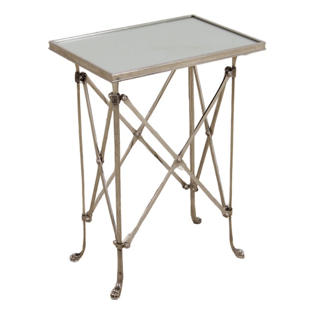 Ralph Lauren Mirror & Chrome Accent Table For Sale