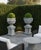 Stone Pair of Garden Urns on Pedestals For Sale - Image 7 of 7
