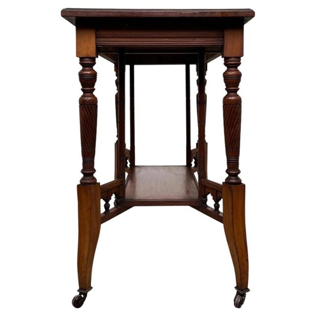 Antique Early 20th Century English Edwardian Walnut Side Table For Sale - Image 4 of 10