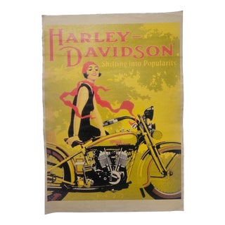 Art Deco Harley Davidson Motorcycle Advertising Poster, 1930s For Sale