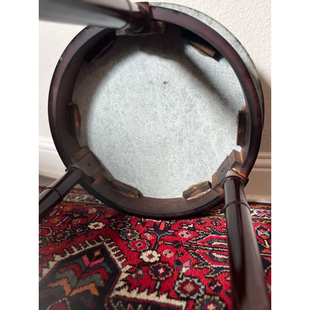 1980s Bombay Company French Empire Neoclassical Style Green Marble Top Side Mahogany Table For Sale - Image 12 of 12