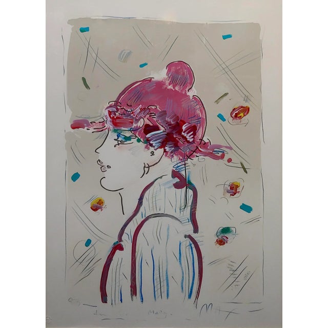 Contemporary Peter Max -Portrait of a Girl From Ibiza- Pop Art MIX Media Painting For Sale - Image 3 of 11