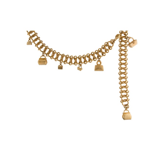 Judith Leiber 1990s Judith Leiber Belt Necklace Charms Purses Handbags Pendant Gold Plated Vintage For Sale - Image 4 of 12