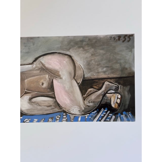 Abstract After Pablo Picasso Reclining Nude on Blue Carpet. Abstract. Lithograph (Offset). For Sale - Image 3 of 10