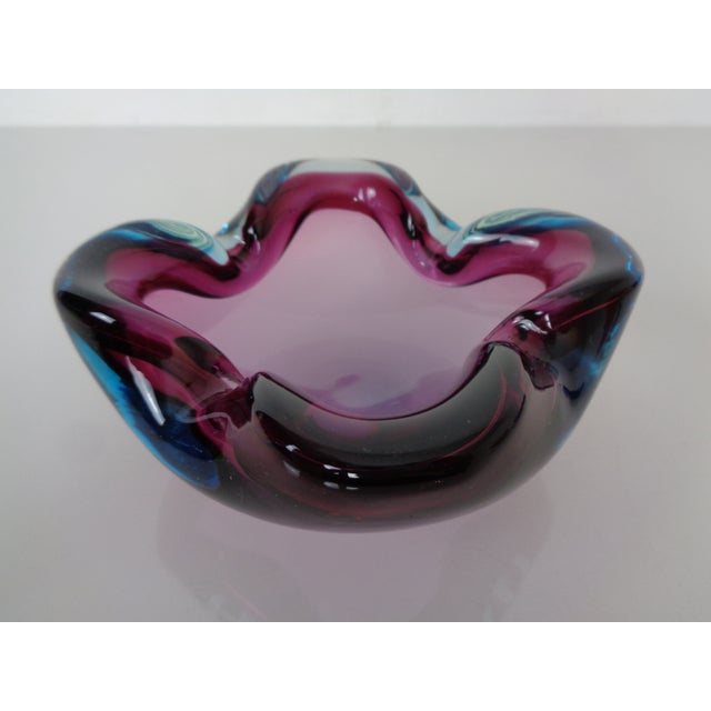 Glass Purple & Turquoise Sommerso Murano Glass Bowl, Italy, 1960s For Sale - Image 7 of 13