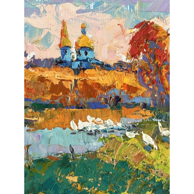 Oil Painting Evening at the Church Pond Oksana Ivanyuk For Sale - Image 6 of 11