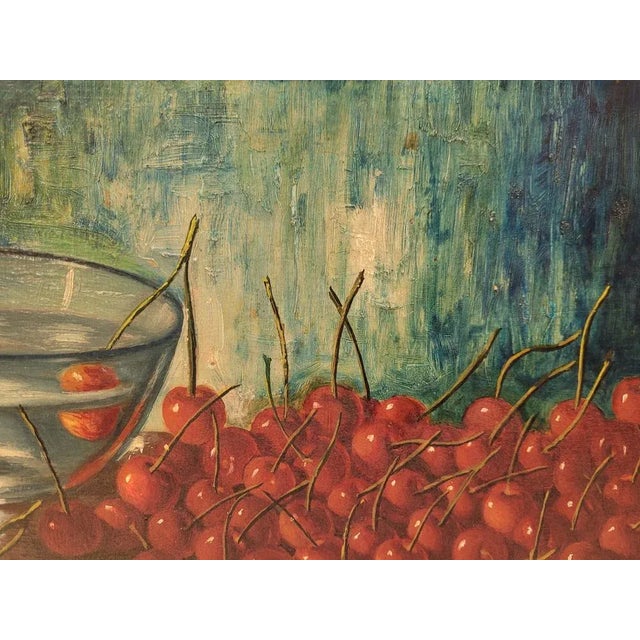 José Luis Capitaine, Still Life of Cherries, 20th Century, Oil on Panel, Framed For Sale - Image 7 of 11