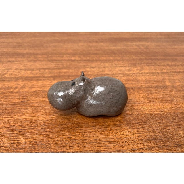 Mid-Century Ceramic Hippo Figurine, 1960s For Sale - Image 11 of 16