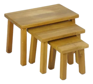 Vintage Nesting Tables in Light Oak, Set of 3