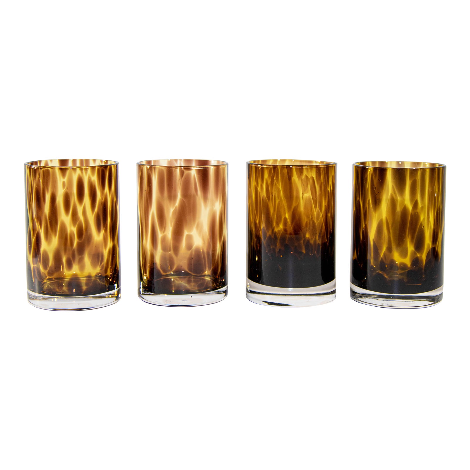 Vintage Amber Tortoise Shell Drinking Glasses Set of Four | Chairish