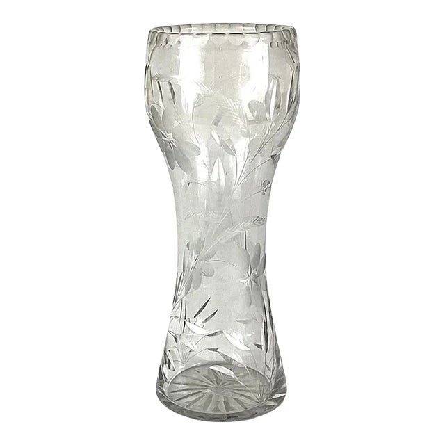 1990s Large Cut Glass Vase For Sale