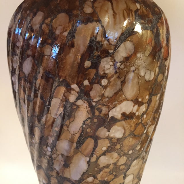 1980s Brown Mottled Venetian Glass Lamps - a Pair For Sale - Image 4 of 9