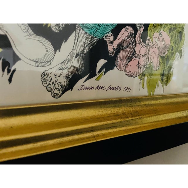 Figurative 1971 Signed Mixed Media Figurative Drawing by David Mac Innes | California Original Work on Paper | Professionally Framed For Sale - Image 3 of 11