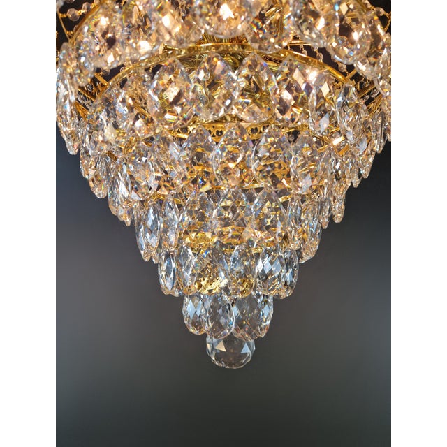 Gold Empire Style Crystal Basket Chandelier Handcrafted Crystal Ornamentation For Sale - Image 8 of 11