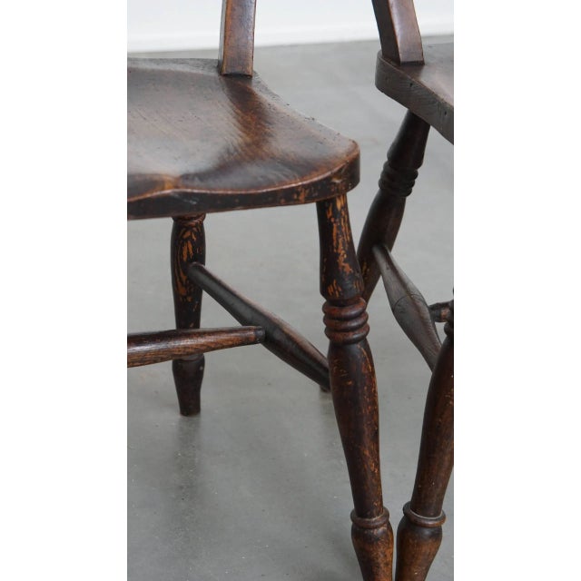 Brown Set of Antique English Oxford Dining Chairs For Sale - Image 8 of 13