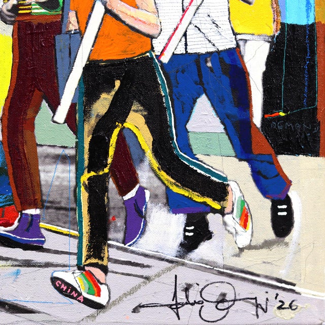 Paper A La Rue - Original Contemporary Urban Mixed Media Painting on Canvas by Fabio Coruzzi For Sale - Image 7 of 9