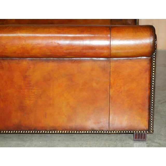 European King Bed Frame in Hand-Dyed Brown Leather from Ralph Lauren For Sale - Image 5 of 18
