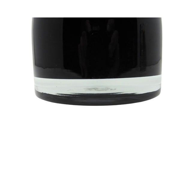 1960s Czech/Bohemian Black Hourglass Vase White Interior For Sale - Image 5 of 8