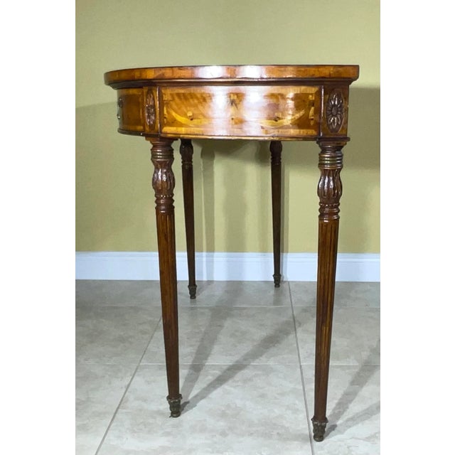 Satinwood Inlaid Demilune Pier Table For Sale - Image 9 of 12