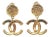 1990s Chanel Vintage Gold Plated CC Textured Clip on Earrings, A Pair For Sale
