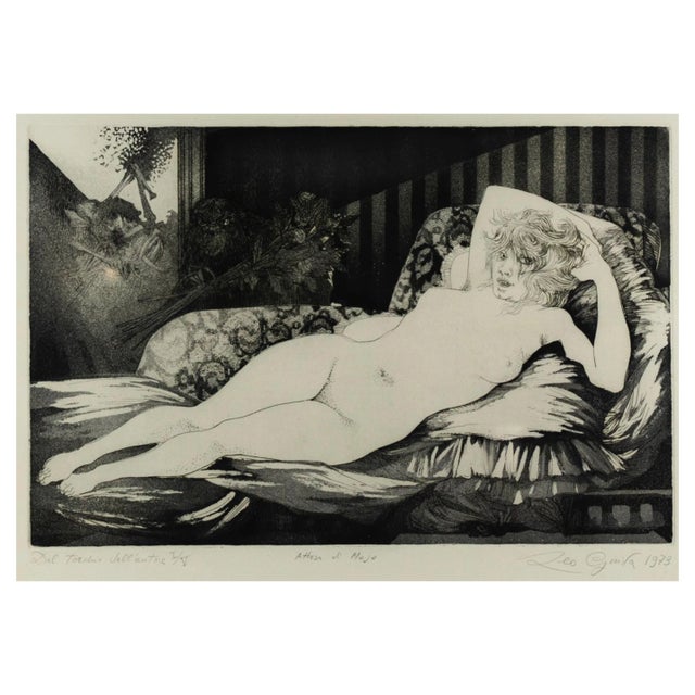 Leo Guida, Attesa di Maja, Original Aquatint and Etching, 1973 For Sale