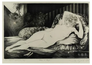 Leo Guida, Attesa di Maja, Original Aquatint and Etching, 1973