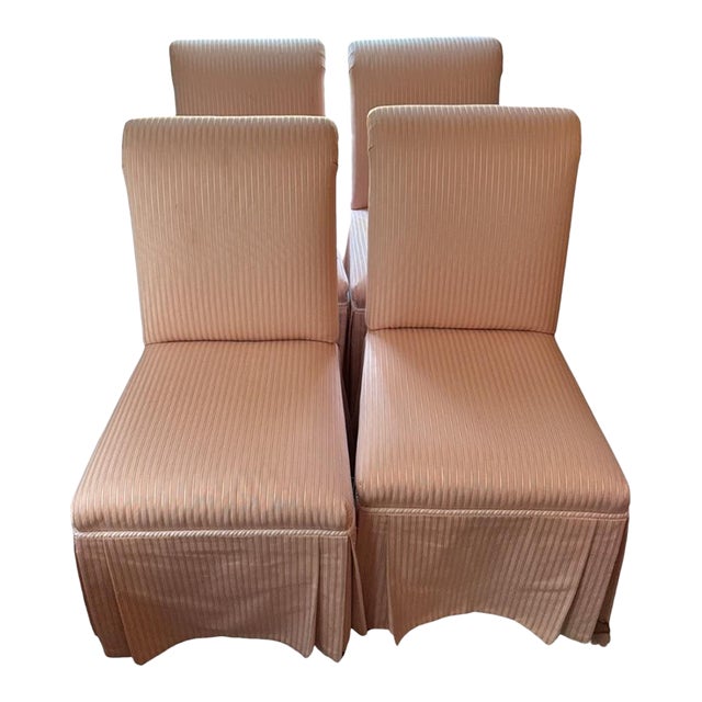 Set of 4 Upholstered Parsons Style Slipper Chairs For Sale