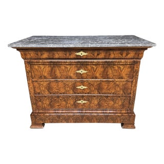 Antique Louis Philippe Commode in Burr Walnut, 1850 For Sale