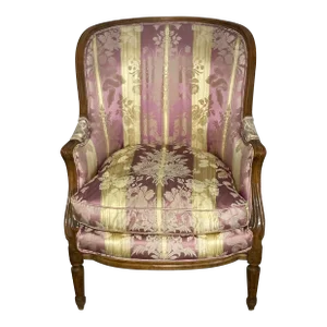 Late 20th Century Louise XVI French Bergare Chair With De Gourney Silk Upholstery