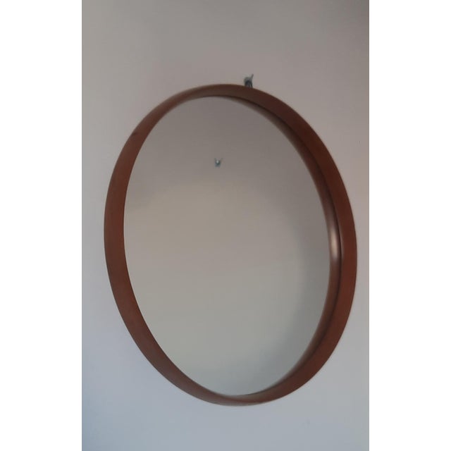 Scandinavian Round Teak Wall Mirror, 1960s For Sale - Image 4 of 8