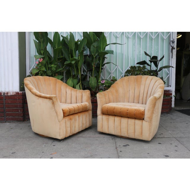 Velvet Swivel Chairs A Pair Chairish