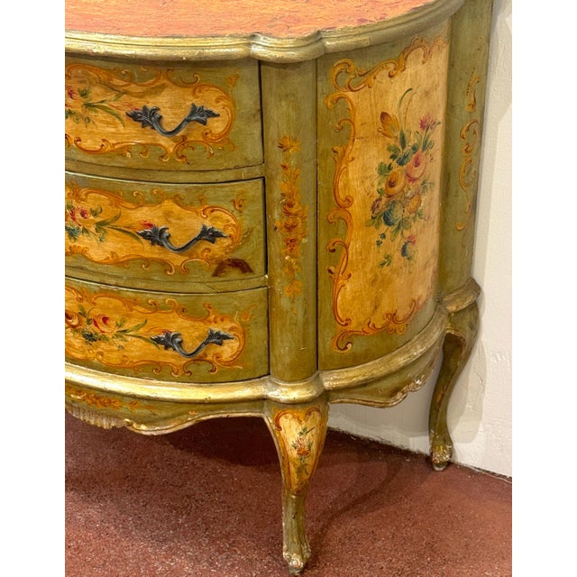 Late 19th C. Venetian Polychromed Chest / Commode with Marbleized Cartouche Top For Sale In Greensboro - Image 6 of 18