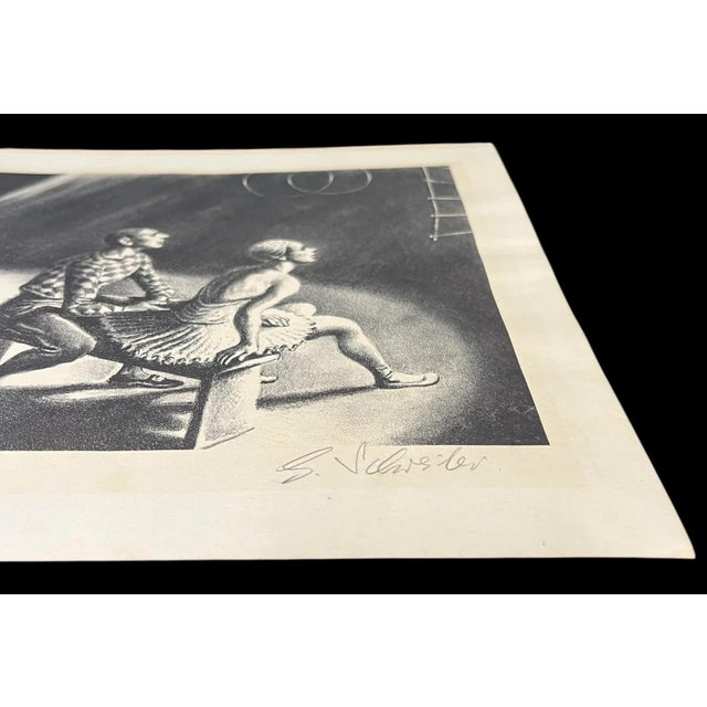 1940s Georges Schreiber Signed Limited Edition Without a Net Lithograph Print For Sale - Image 5 of 6