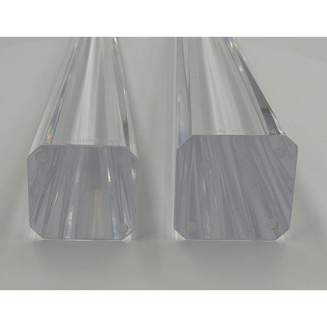 Charles Hollis Jones Signed Lucite Obelisk Sculptures, Pair, 1974 For Sale - Image 14 of 15