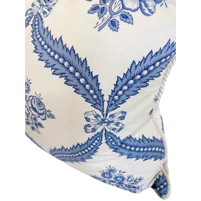 Large custom-made pillow in a cotton print fabric from Bennison Fabrics. Pillow's backs are the same fabric. Pillows have...