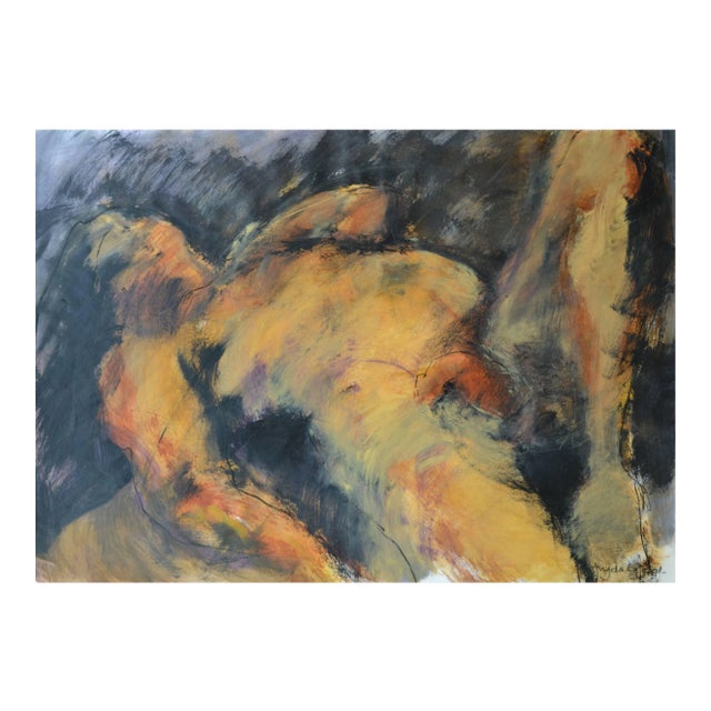Angela Lyle "Reclined Pose" Mixed Media Painting on Paper 2001 For Sale