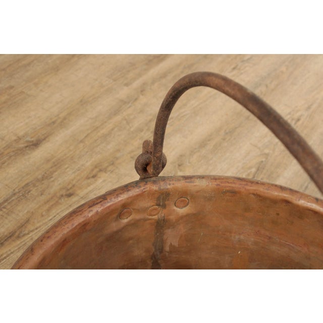Metal Antique Hammered Copper Pot with Iron Handle For Sale - Image 7 of 12