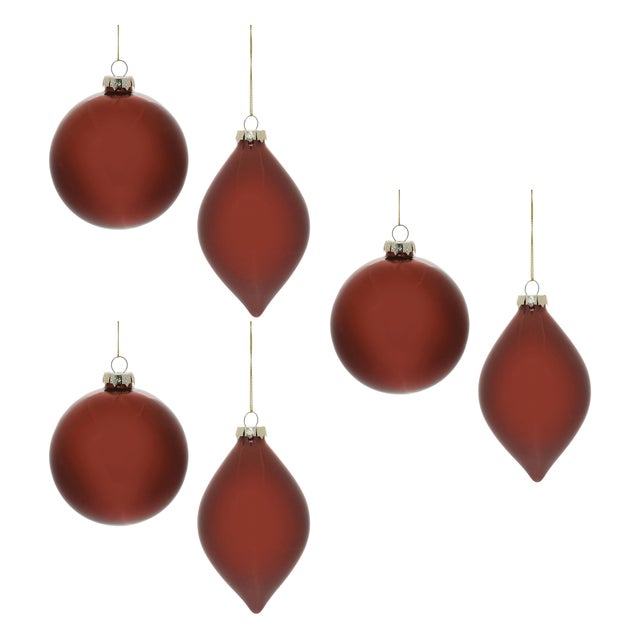 2020s Red Glass Ball Ornament (Set of 6) For Sale - Image 5 of 5