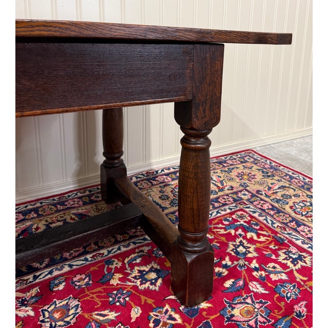 Antique English Country Farm Dining Breakfast Table Farmhouse 75" Wide Oak 19thC For Sale - Image 11 of 16