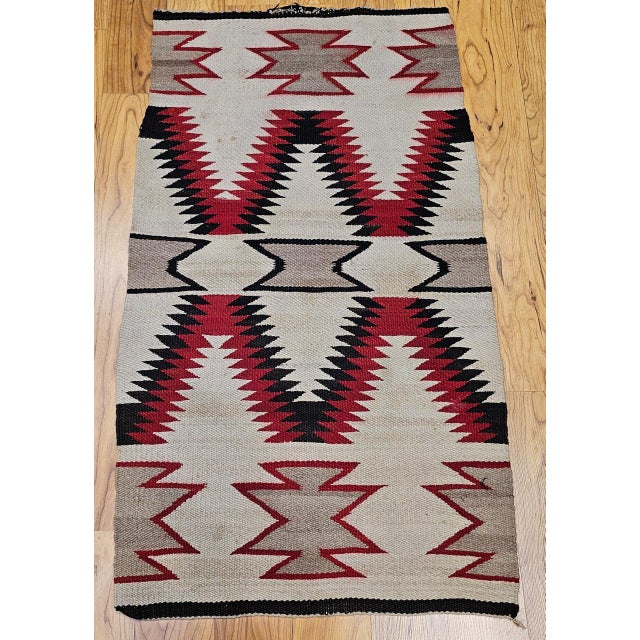 American Vintage Native American Navajo Rug, Handwoven Wool, Eye Dazzler Pattern, 2x3 For Sale - Image 3 of 13