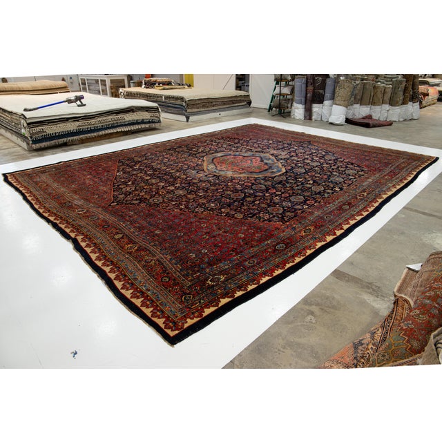 Persian Allover Designed Antique Persian Bidjar Wool Rug Oversize in Blue and Red For Sale - Image 3 of 10
