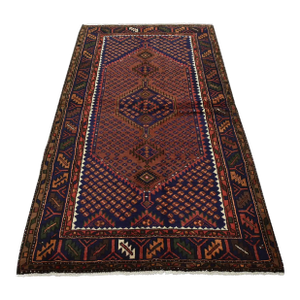 Zanjan Rug 4'5'' X 7'5'' Red Wool Vintage Tribal Hand-Knotted Oriental Carpet
